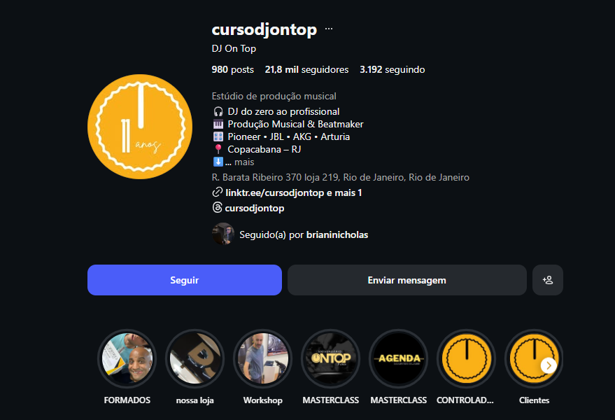 Instagram Escola de DJ On Top
